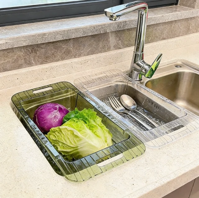Alt view image 3 of 7 - Retractable Sink Colander Expandable Kitchen Drain Basket for Fruits Vegetables Dishes Adjustable 36-46.5cm