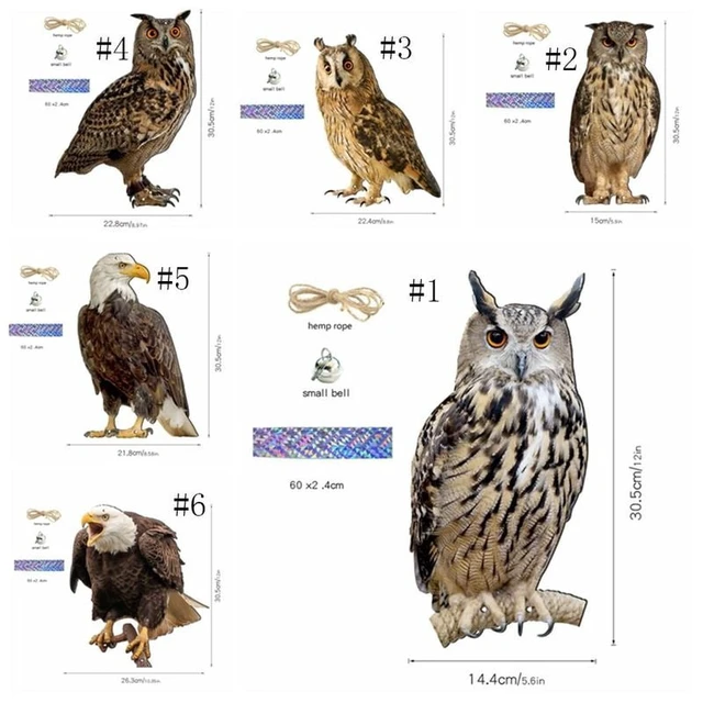 Alt view image 7 of 7 - Hanging Bird Repellent Owl Bell Pendant Pastoral Orchard Bird Scare Pendant Outdoor Courtyard Decoration Wind Chime