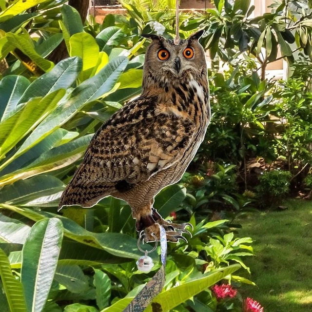 Alt view image 6 of 7 - Hanging Bird Repellent Owl Bell Pendant Pastoral Orchard Bird Scare Pendant Outdoor Courtyard Decoration Wind Chime