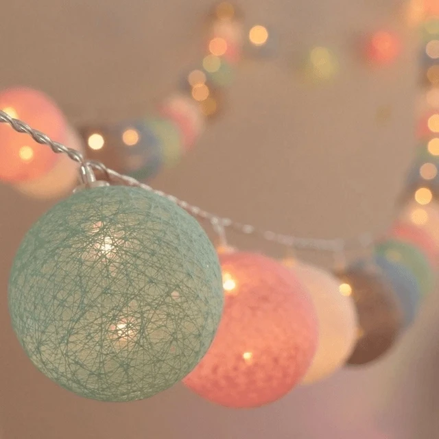 Alt view image 2 of 7 - 10/20/30 LEDs String Lights Cotton Thread Balls Home Decoration Lamp for Party Wedding Color Light String Christmas Decorations