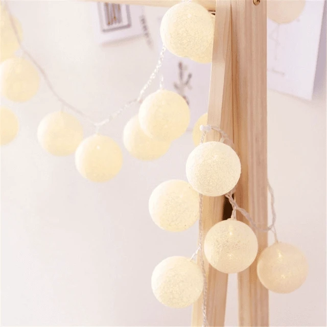 Alt view image 3 of 7 - 10/20/30 LEDs String Lights Cotton Thread Balls Home Decoration Lamp for Party Wedding Color Light String Christmas Decorations