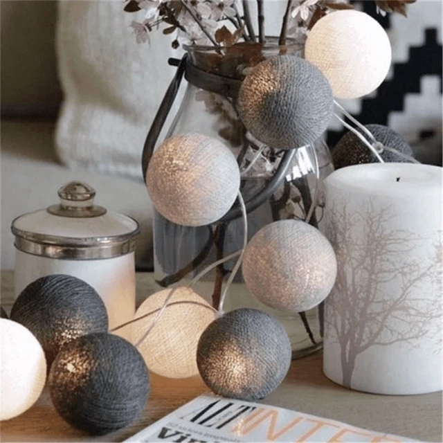 Alt view image 4 of 7 - 10/20/30 LEDs String Lights Cotton Thread Balls Home Decoration Lamp for Party Wedding Color Light String Christmas Decorations