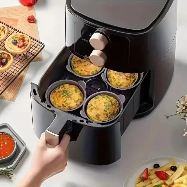 Alt view image 3 of 7 - Silicone Air Fryer, Ramekin Baking, Muffin, Egg Poacher, Cupcake, Non-Stick Baking Cups, Easy Release Microwave Oven Molds, 2/4 Pieces