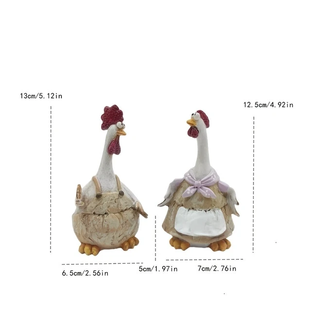 Alt view image 4 of 7 - Rural style cute rooster and hen statues cartoon animal shapes fun garden decorations resin rural courtyard decorations study