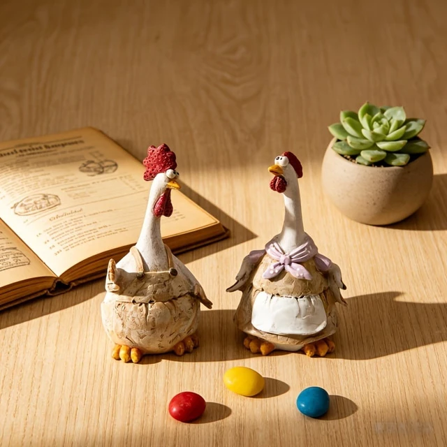 Alt view image 5 of 7 - Rural style cute rooster and hen statues cartoon animal shapes fun garden decorations resin rural courtyard decorations study