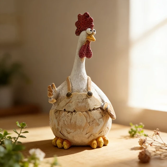 Alt view image 7 of 7 - Rural style cute rooster and hen statues cartoon animal shapes fun garden decorations resin rural courtyard decorations study