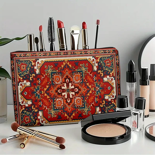 Alt view image 3 of 7 - Traditional Persian Carpet Pattern, Lightweight Zipper Design Toiletry Bag, Suitable for Travel and Daily Use