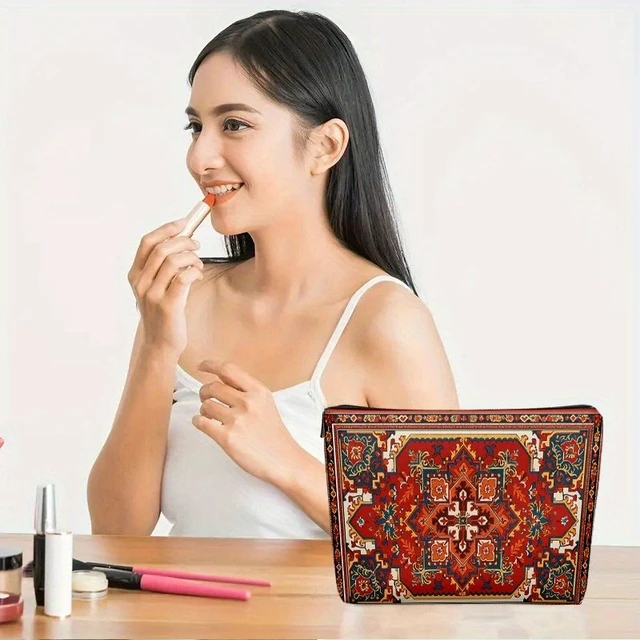 Alt view image 5 of 7 - Traditional Persian Carpet Pattern, Lightweight Zipper Design Toiletry Bag, Suitable for Travel and Daily Use