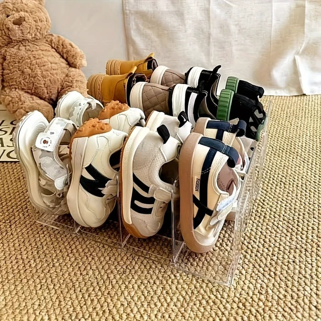 Alt view image 3 of 7 - Transparent Plastic Shoe Rack | No Assembly Space-Saving Multi-Tier Floor Standing Shoe Cabinet, Durable Clear Storage Shelf