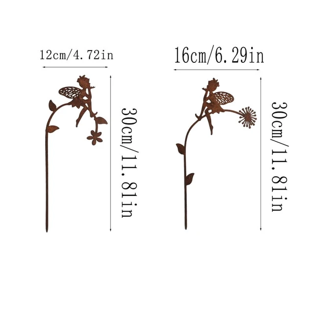 Alt view image 7 of 7 - 2Pc Iron Fairy Garden Stakes with Vibrant Floral Designs, Perfect for Patios, Yards, Lawns, and Holiday Celebrations, Garden Decoration, Outdoor Path Decoration