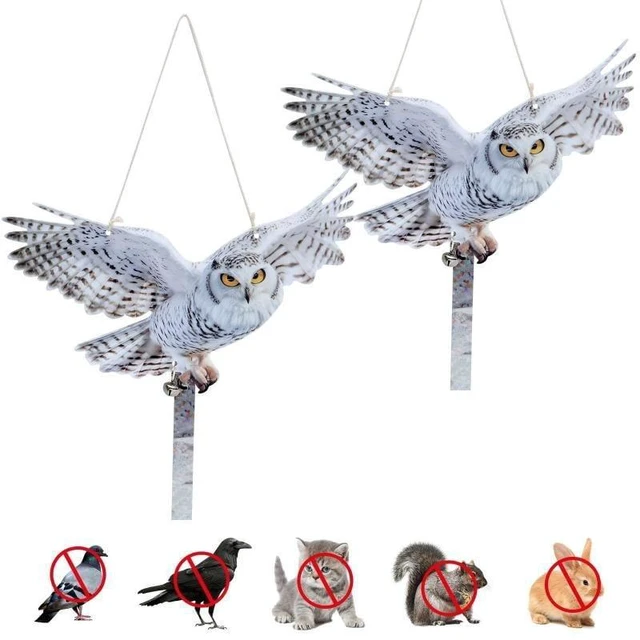 Alt view image 3 of 7 - Waterproof Bird Scarer Simulation Owl Bird Repellent Pest Control Artificial Scarecrow With Reflective