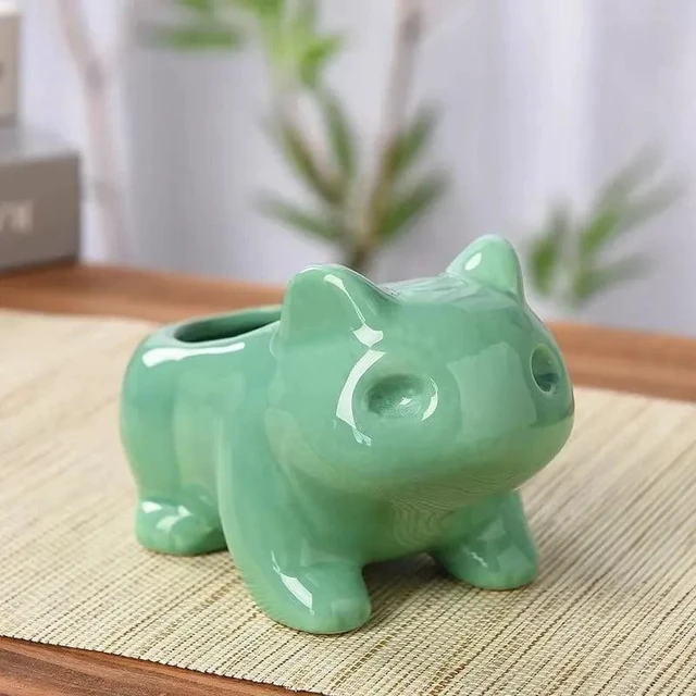 Main image of Creative Mini Ceramic Flower Pot Succulent Planter Cute Green Plants Flower Pot with Hole Outdoor Home Garden Decoration