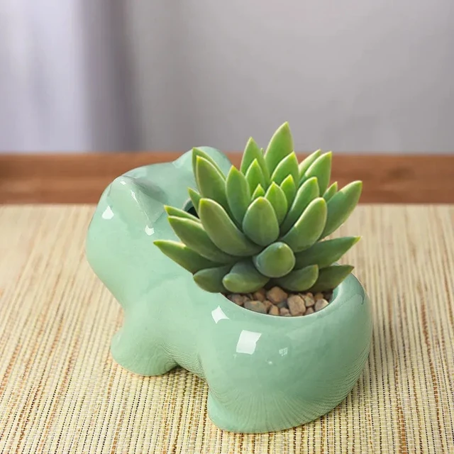 Alt view image 4 of 7 - Creative Mini Ceramic Flower Pot Succulent Planter Cute Green Plants Flower Pot with Hole Outdoor Home Garden Decoration