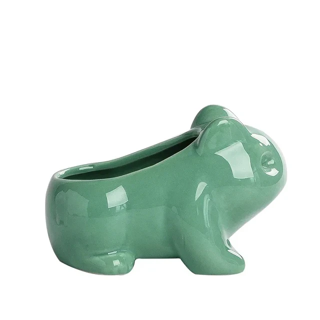 Alt view image 5 of 7 - Creative Mini Ceramic Flower Pot Succulent Planter Cute Green Plants Flower Pot with Hole Outdoor Home Garden Decoration