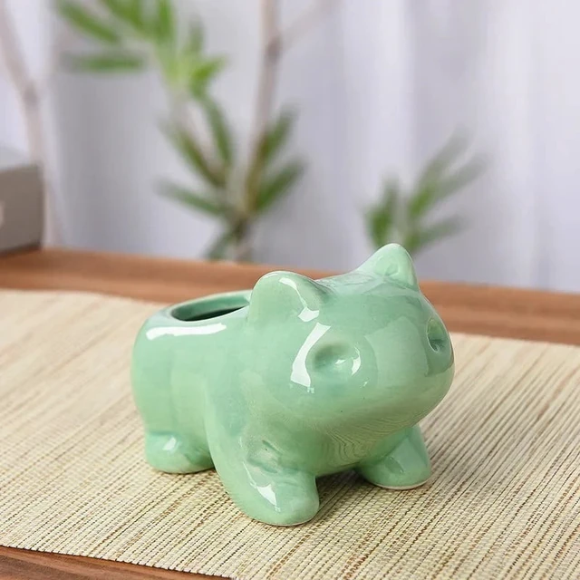Alt view image 7 of 7 - Creative Mini Ceramic Flower Pot Succulent Planter Cute Green Plants Flower Pot with Hole Outdoor Home Garden Decoration