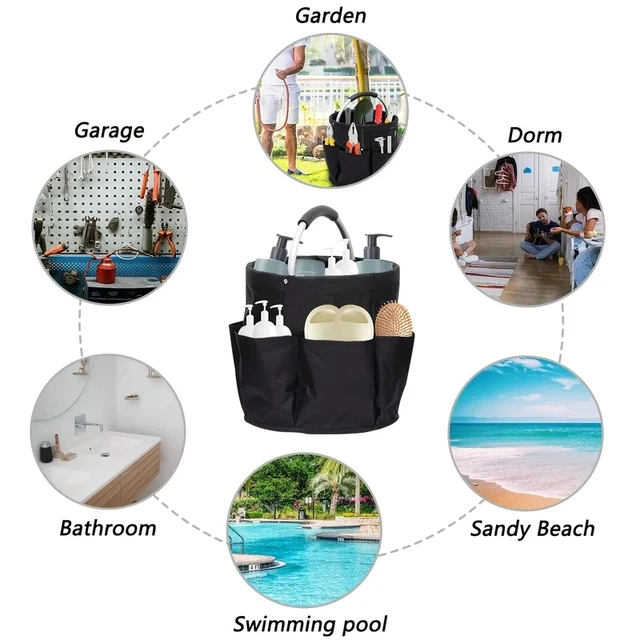Alt view image 3 of 7 - 17L Large Folding Storage Basket, Picnic Tote & Outdoor Cleaning Caddy with Handle, Tool Bag Cleaning Supplies