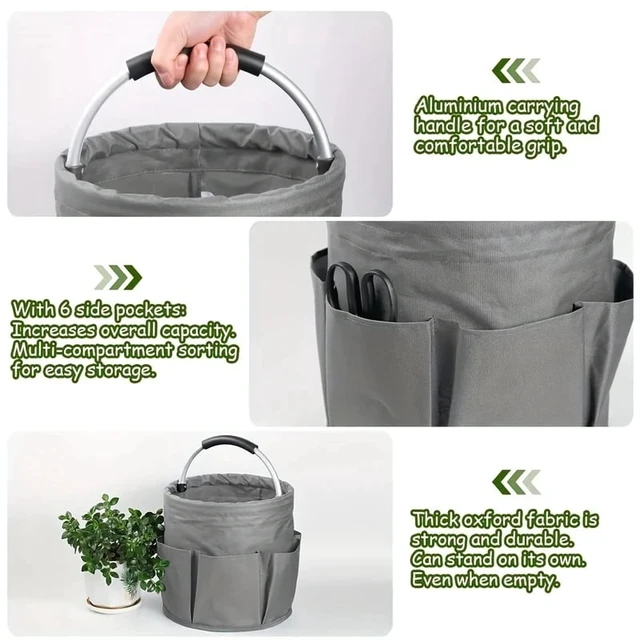 Alt view image 4 of 7 - 17L Large Folding Storage Basket, Picnic Tote & Outdoor Cleaning Caddy with Handle, Tool Bag Cleaning Supplies