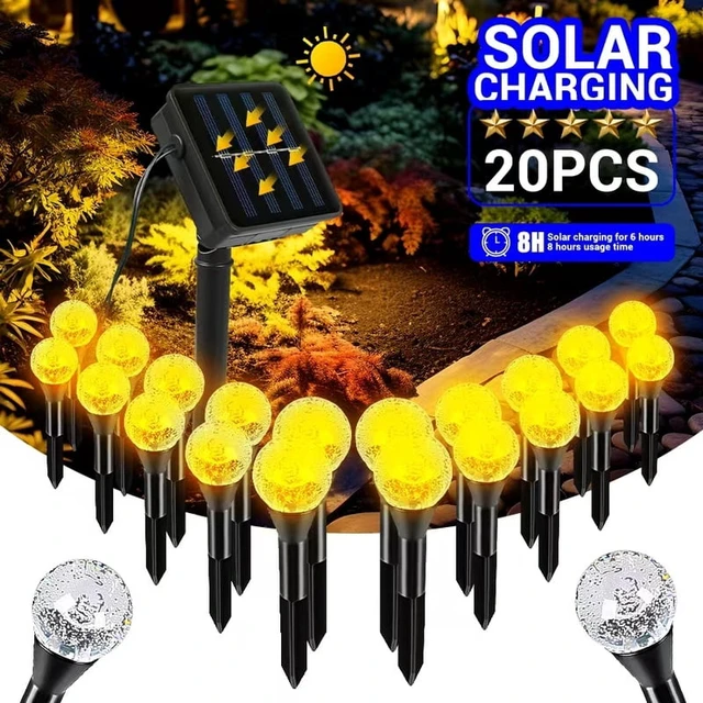 Alt view image 2 of 7 - Solar Flat Path Lights 20 Led Solar Bubble Ball Crystal Lights Solar Outdoor Landscape Lights for Garden Lawn Christmas Decor