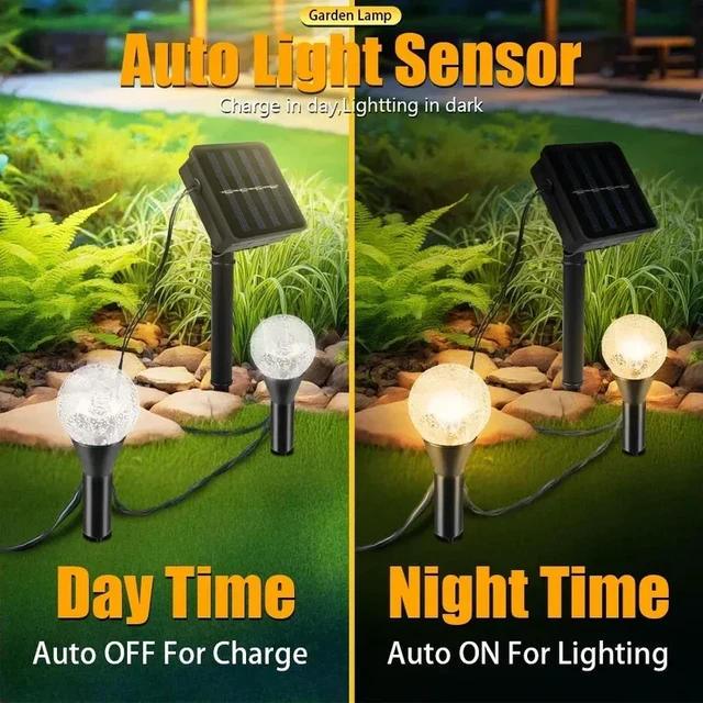Alt view image 5 of 7 - Solar Flat Path Lights 20 Led Solar Bubble Ball Crystal Lights Solar Outdoor Landscape Lights for Garden Lawn Christmas Decor