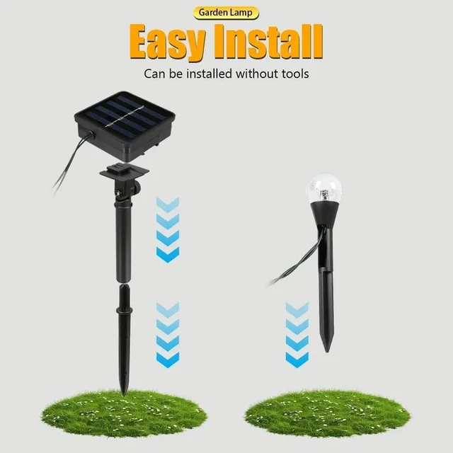 Alt view image 6 of 7 - Solar Flat Path Lights 20 Led Solar Bubble Ball Crystal Lights Solar Outdoor Landscape Lights for Garden Lawn Christmas Decor