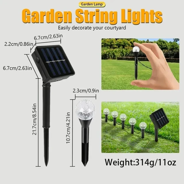 Alt view image 7 of 7 - Solar Flat Path Lights 20 Led Solar Bubble Ball Crystal Lights Solar Outdoor Landscape Lights for Garden Lawn Christmas Decor