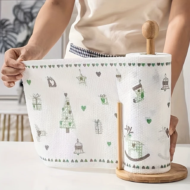 Alt view image 6 of 7 - 50 100pcs/roll Dishcloth Absorbent Thickened Kitchen Paper Dry Wet Use Non Greasy Random Pattern for Sink Cleaning Dishwashing