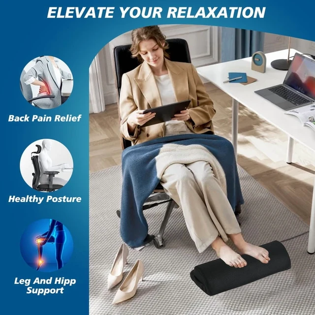 Alt view image 5 of 7 - Memory Foam Office Foot Stool & Under Desk Footrest Leg Elevation Pillow for Gaming & Home Office