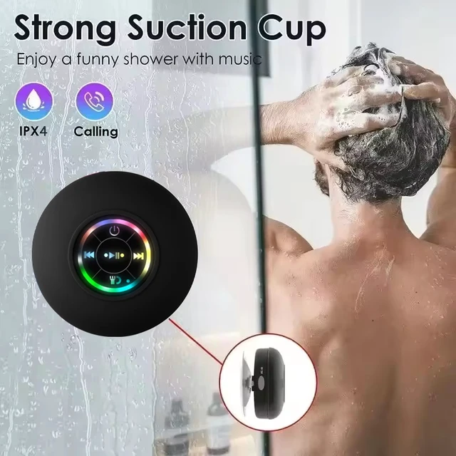Alt view image 4 of 7 - Portable Wireless Bluetooth Speaker LED Light IPX4 Waterproof Loudspeaker Outdoor Bathroom Large Suction Cup Stereo Sound Box