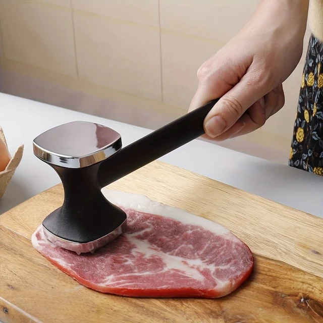 Alt view image 2 of 7 - Heavy Duty Kitchen Meat Tenderizer Hammer with Rubber Grip, Stainless Steel Head for Effortless Pounding and Tenderizing