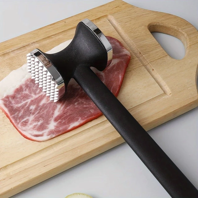 Alt view image 5 of 7 - Heavy Duty Kitchen Meat Tenderizer Hammer with Rubber Grip, Stainless Steel Head for Effortless Pounding and Tenderizing