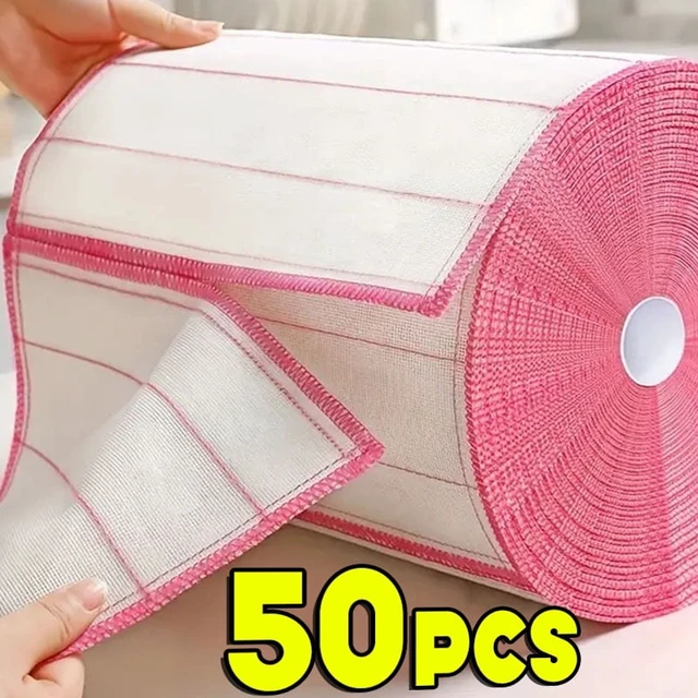 Alt view image 3 of 7 - 1-50pcs Anti-Oil Kitchen Towels Cotton Dishcloth Super Absorbent Non-stick Oil Reusable Cleaning Cloth Kitchen Daily Dish Towels