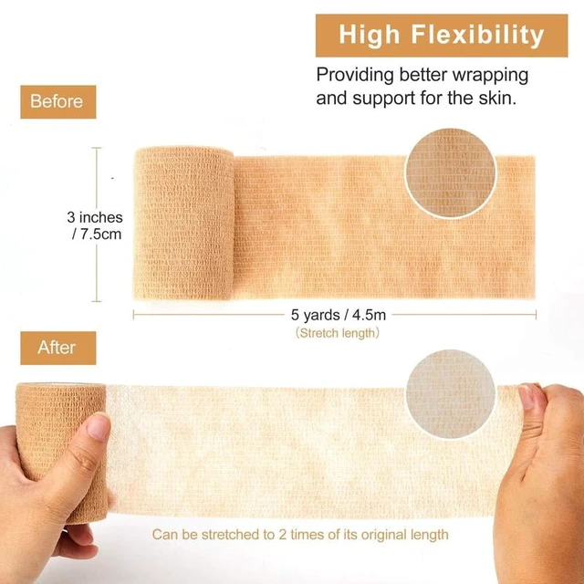 Alt view image 3 of 7 - 10 Rolls Medical Adhesive Bandage Elastic Breathable Sports Self Adhesive Tape Beige Wrap Finger Tape For Wrist Ankle First Aid