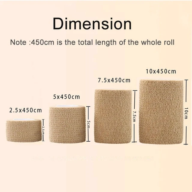 Alt view image 4 of 7 - 10 Rolls Medical Adhesive Bandage Elastic Breathable Sports Self Adhesive Tape Beige Wrap Finger Tape For Wrist Ankle First Aid