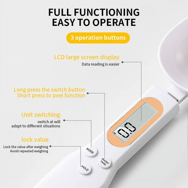 Alt view image 6 of 7 - Mini Spoon Scale Digital Kitchen Scale Electronic LCD Food Scale 0.1-500g Cooking Flour Milk Coffee Powder Weight Measure Spoon