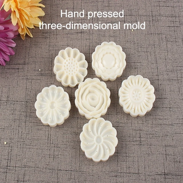 Alt view image 2 of 7 - Mooncake Mold Set, 6 Pieces Of 50g Pattern Seal, Suitable For Mid-Autumn Cakes, Diy Cookies, Flower Dessert Making Tools