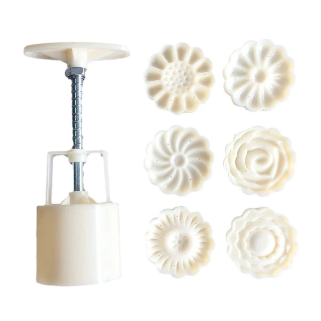 Alt view image 3 of 7 - Mooncake Mold Set, 6 Pieces Of 50g Pattern Seal, Suitable For Mid-Autumn Cakes, Diy Cookies, Flower Dessert Making Tools