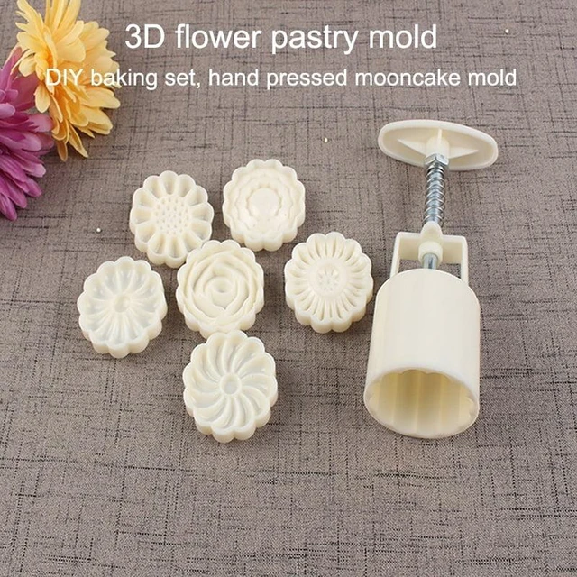 Alt view image 6 of 7 - Mooncake Mold Set, 6 Pieces Of 50g Pattern Seal, Suitable For Mid-Autumn Cakes, Diy Cookies, Flower Dessert Making Tools