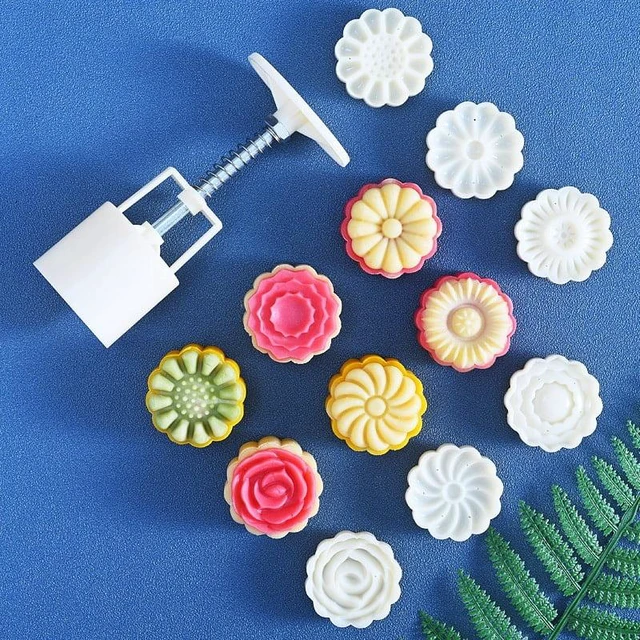 Alt view image 7 of 7 - Mooncake Mold Set, 6 Pieces Of 50g Pattern Seal, Suitable For Mid-Autumn Cakes, Diy Cookies, Flower Dessert Making Tools