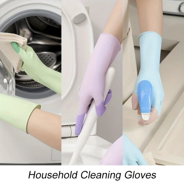 Alt view image 7 of 7 - 3 Pairs, Colorful Household Cleaning Gloves, Kitchen Dishwashing Gloves, Non-Slip Household Gloves, Suitable for Small Hands