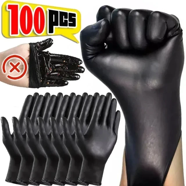Alt view image 2 of 7 - Black Nitrile PVC Gloves Strong Gloves Disposable for Housework Dish Washing Car Industry Gardening Pet Care Baking Cooking Tool