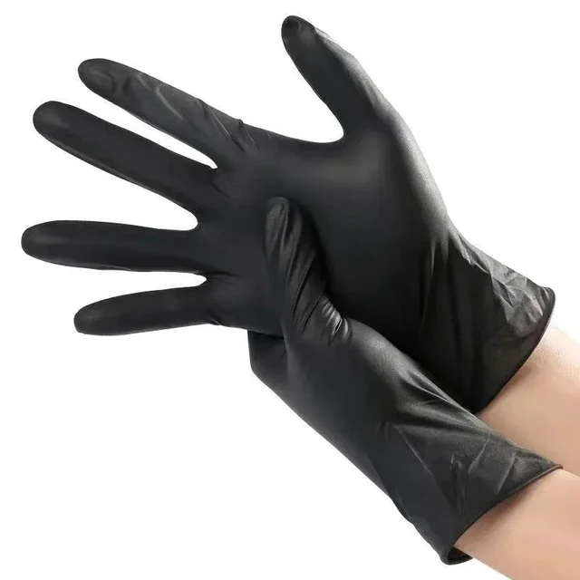 Alt view image 4 of 7 - Black Nitrile PVC Gloves Strong Gloves Disposable for Housework Dish Washing Car Industry Gardening Pet Care Baking Cooking Tool