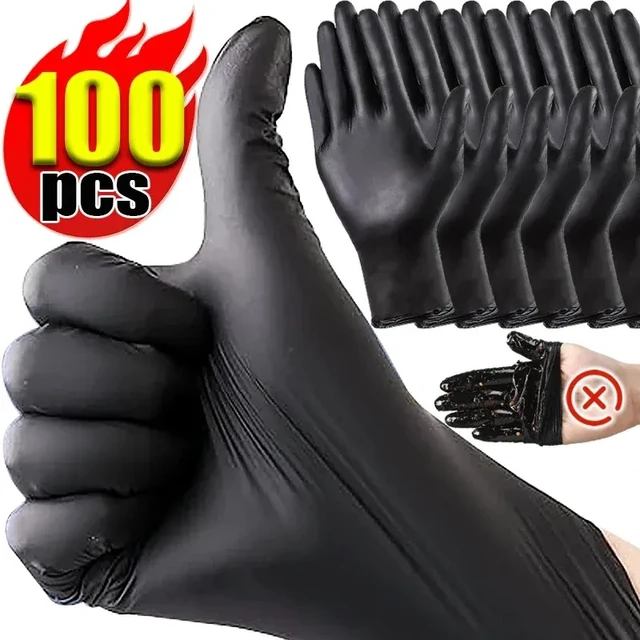 Alt view image 7 of 7 - Black Nitrile PVC Gloves Strong Gloves Disposable for Housework Dish Washing Car Industry Gardening Pet Care Baking Cooking Tool