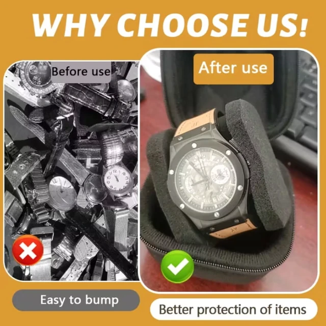 Alt view image 5 of 7 - Single Watch Travel Case Fit Large And Small Watches,With Soft Watch Pillow, Hardshell And Compact Watch Box,Safe watch Storage