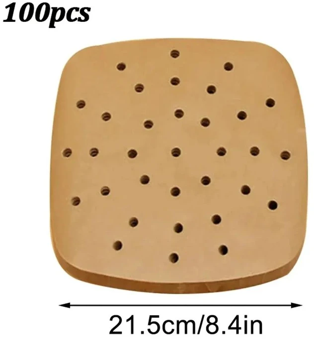 Main image of 100PCS Air Fryer Paper Disposable Steamer Liners Kitchen Bakeware Papers Baking Non-Stick Steaming Mat Oil-absorbing Paper