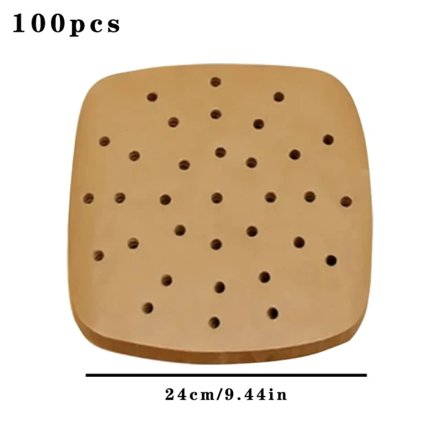 Alt view image 3 of 7 - 100PCS Air Fryer Paper Disposable Steamer Liners Kitchen Bakeware Papers Baking Non-Stick Steaming Mat Oil-absorbing Paper