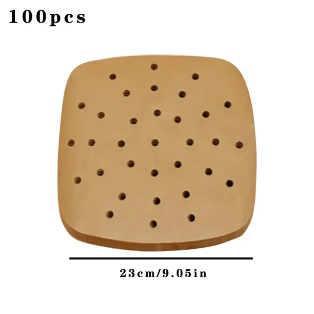Alt view image 7 of 7 - 100PCS Air Fryer Paper Disposable Steamer Liners Kitchen Bakeware Papers Baking Non-Stick Steaming Mat Oil-absorbing Paper