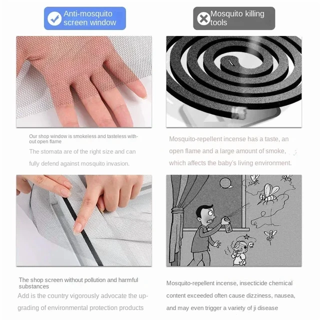 Alt view image 7 of 7 - DIY Mosquito Net for Bed Window Home Textile the Mesh Indoor Self-adhesive Anti-insect and Fly Screen Curtains Garden
