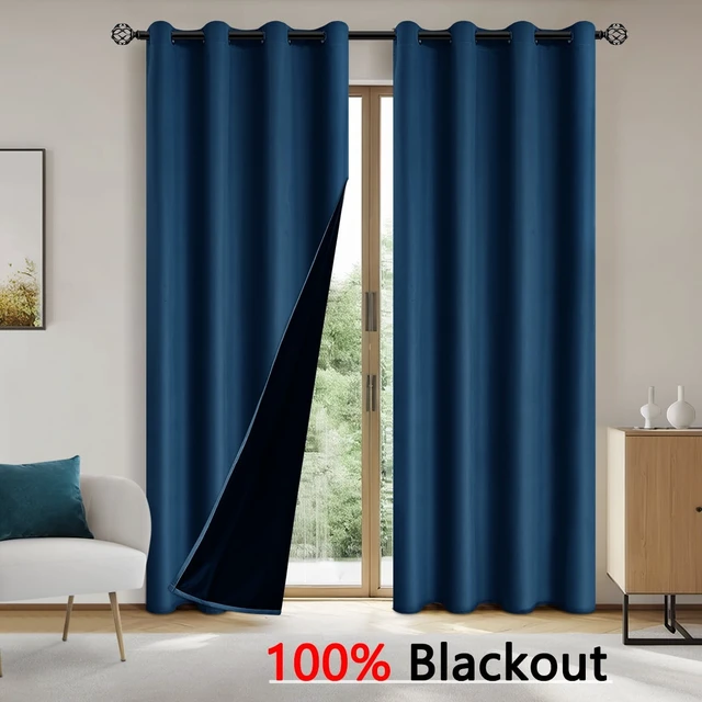 Alt view image 6 of 7 - 1pc Solid color full shading and sun protection 100% Blackout curtains, bedroom and living room shading curtains
