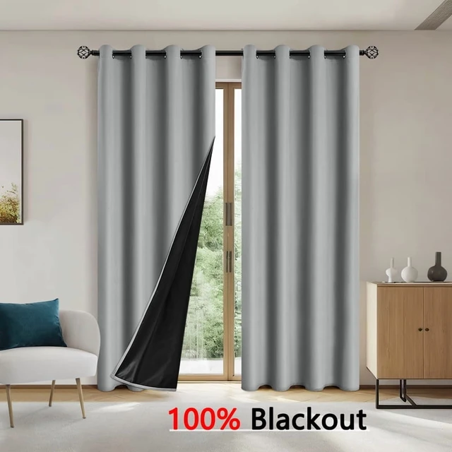 Alt view image 7 of 7 - 1pc Solid color full shading and sun protection 100% Blackout curtains, bedroom and living room shading curtains