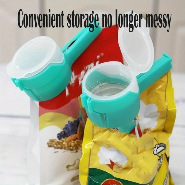 Alt view image 7 of 7 - 4pcs Reusable Bag Clips with Pour Spout - Food Sealing Clips for Snacks etc., Kitchen Gadgets